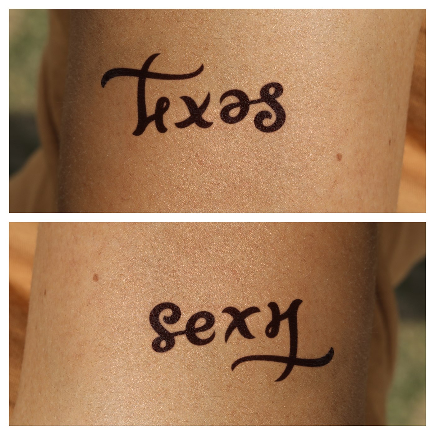 ambigram sexy texas tattoo