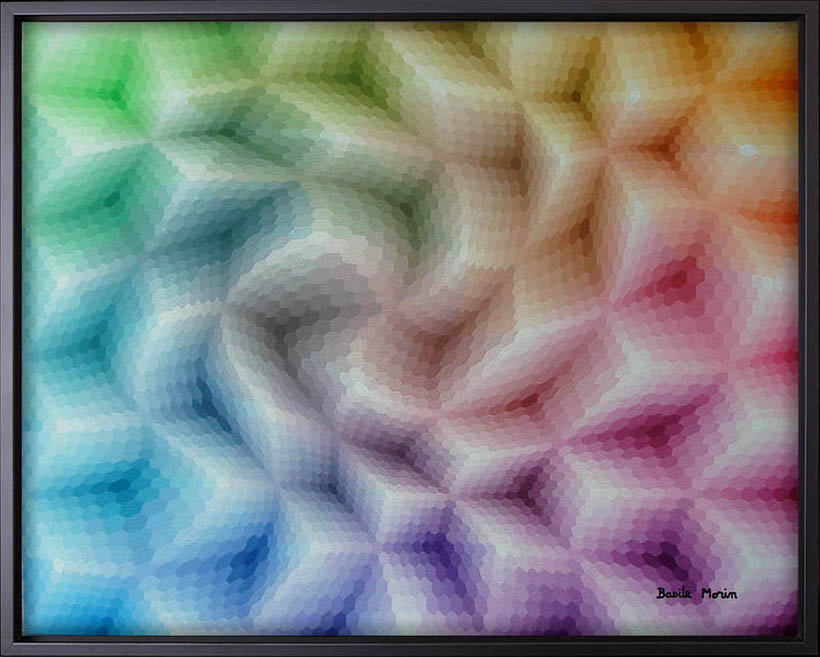 op art degrade hexagones courbes