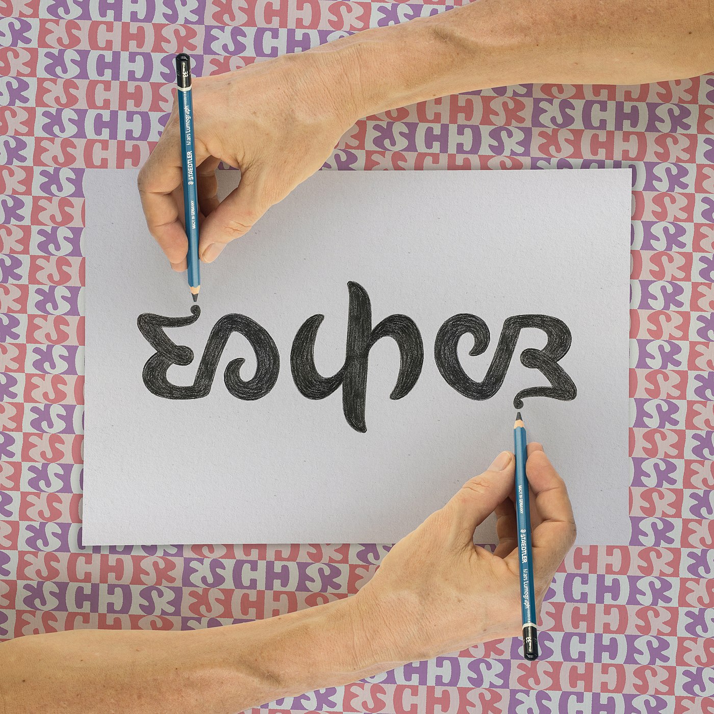 ambigram Escher photomontage tessellation