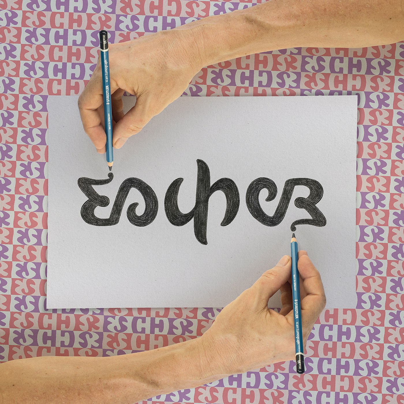 ambigram Escher photomontage tessellation