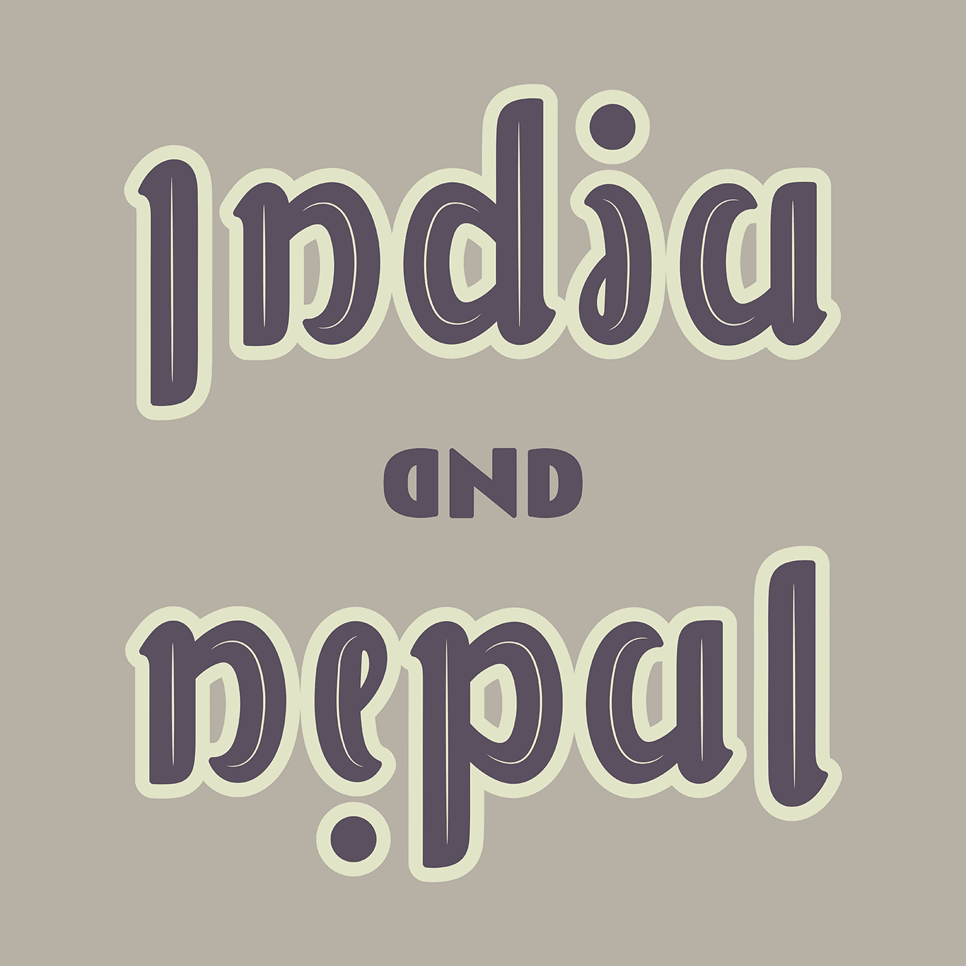 ambigram India and Nepal beige