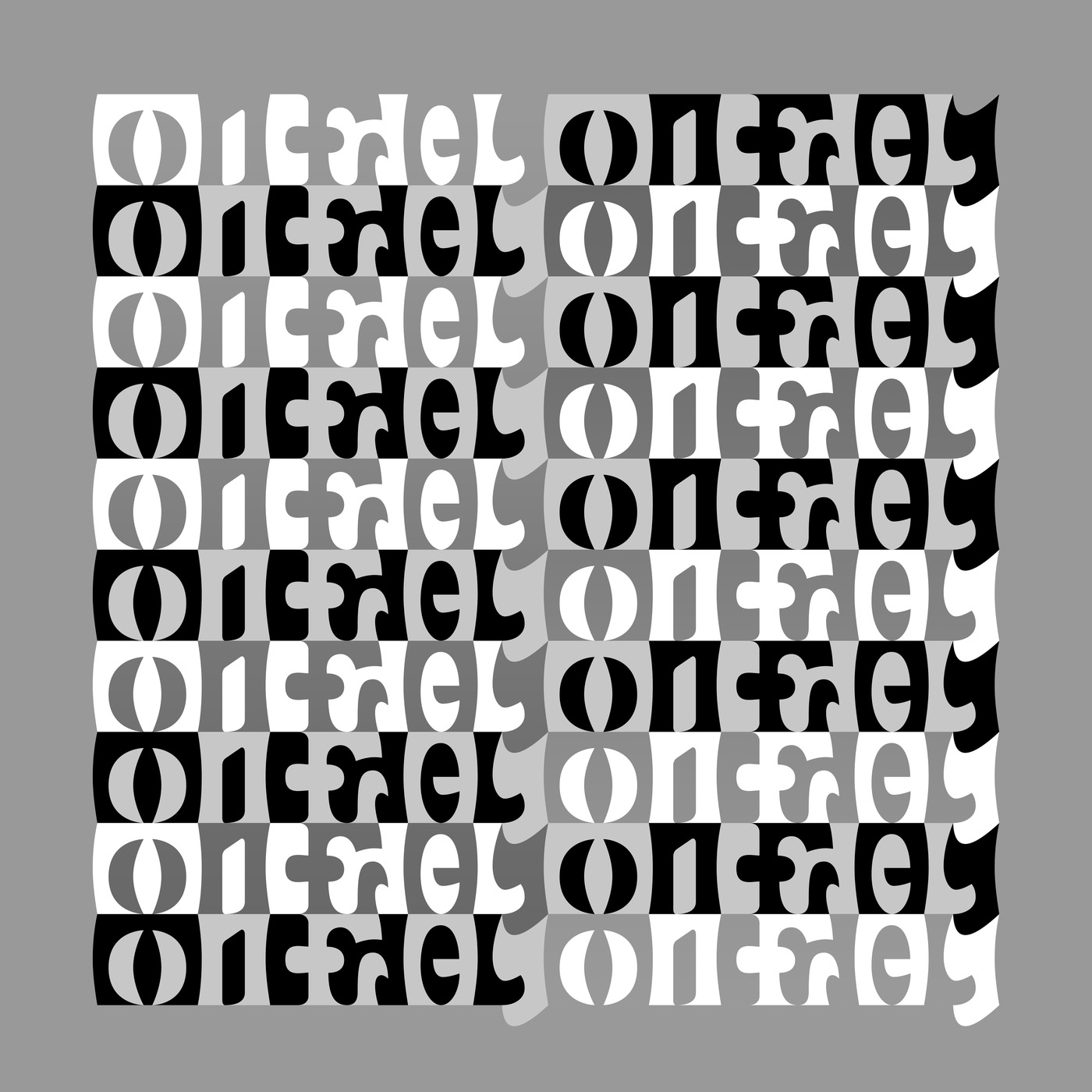 ambigramme Michel Onfray tessellation gris