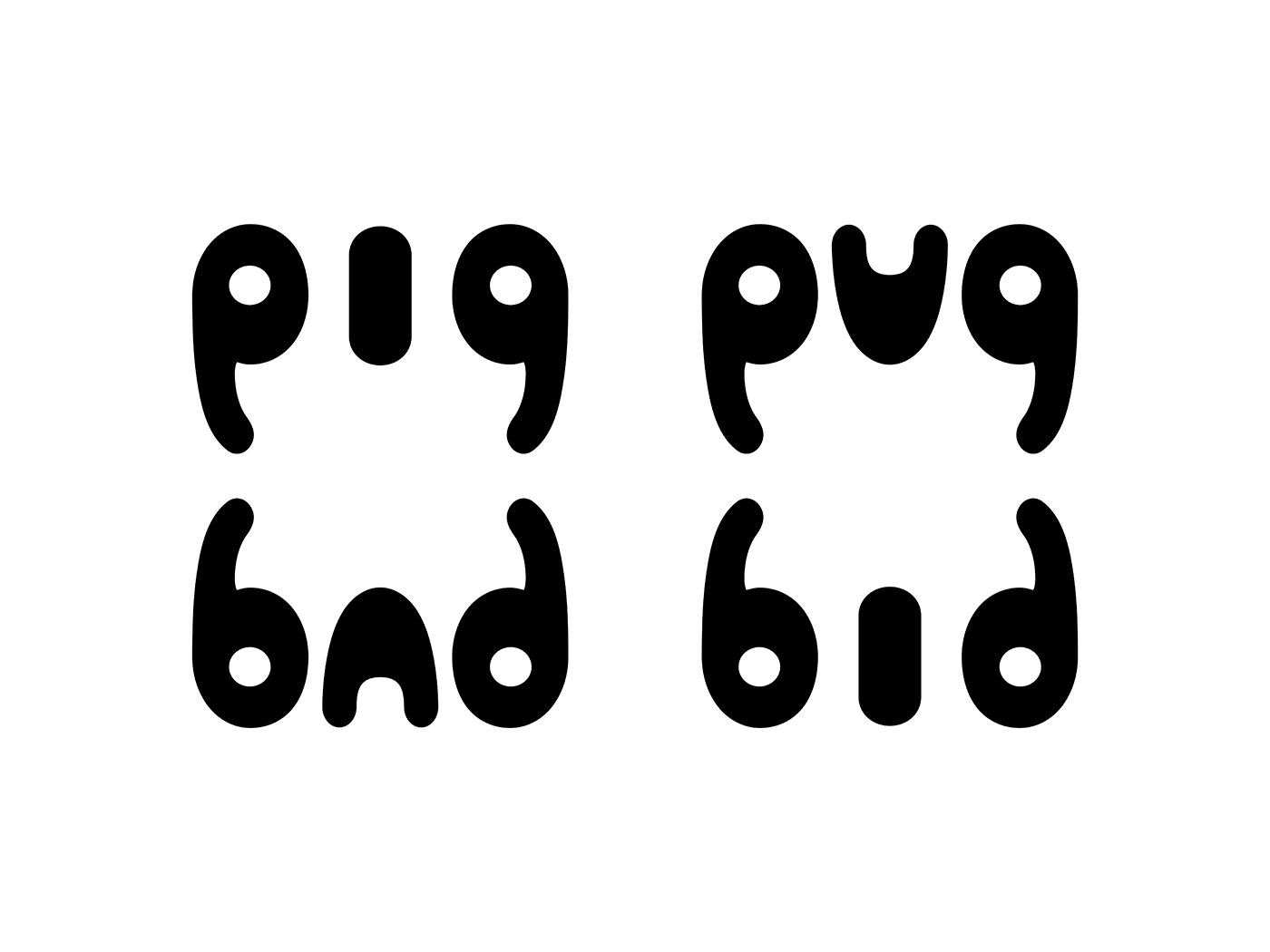 ambigram Pig Pug Bad Bid black