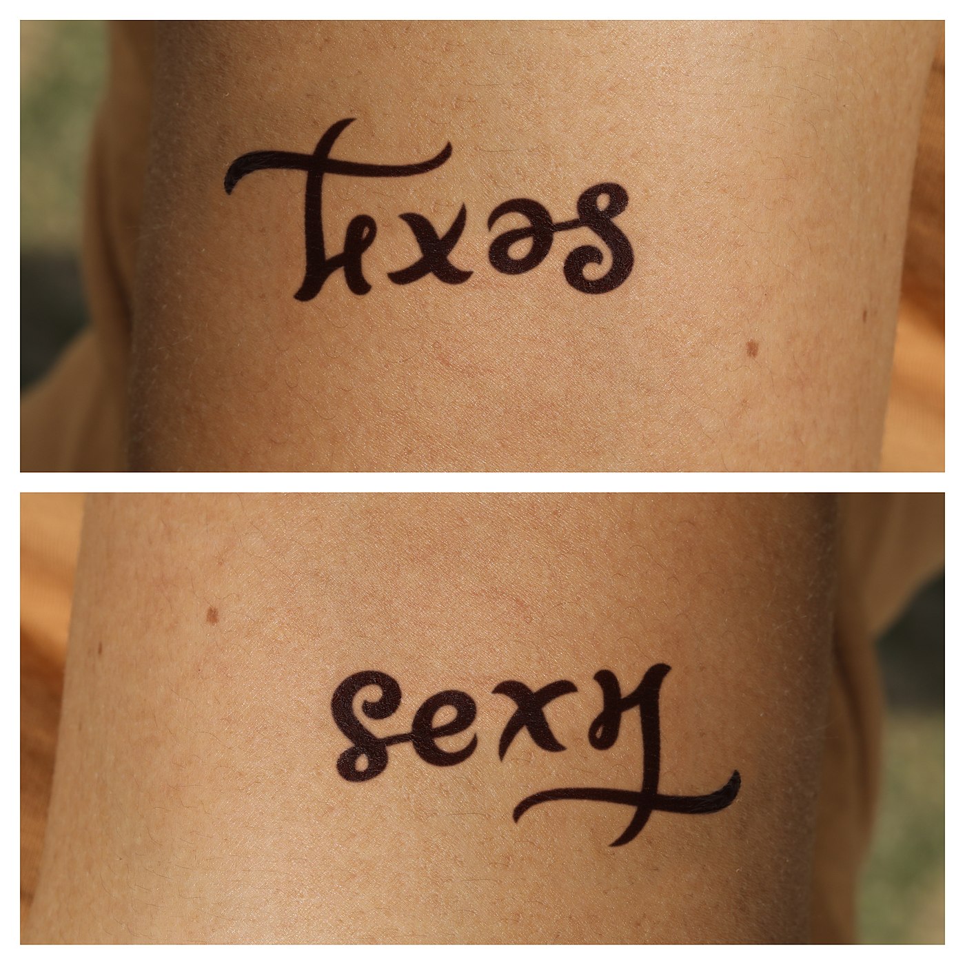 ambigram sexy texas tattoo