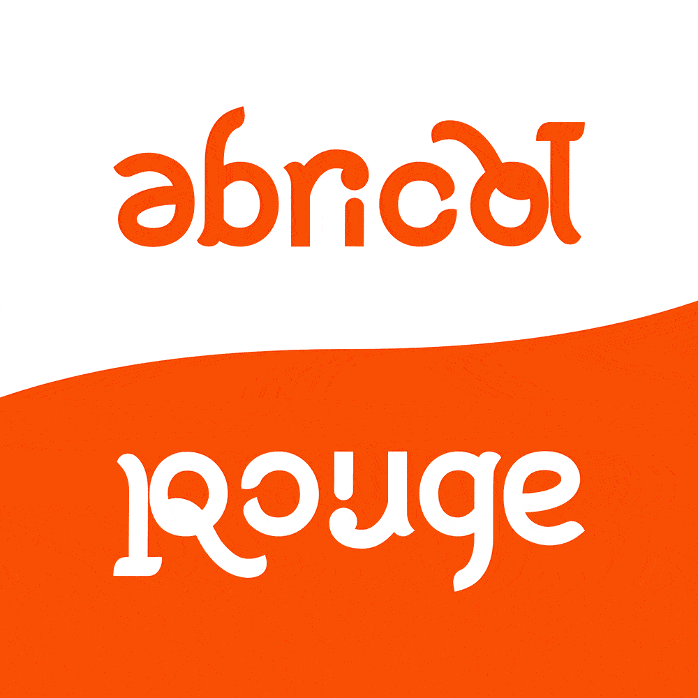 ambigramme Abricot rouge couleur anime