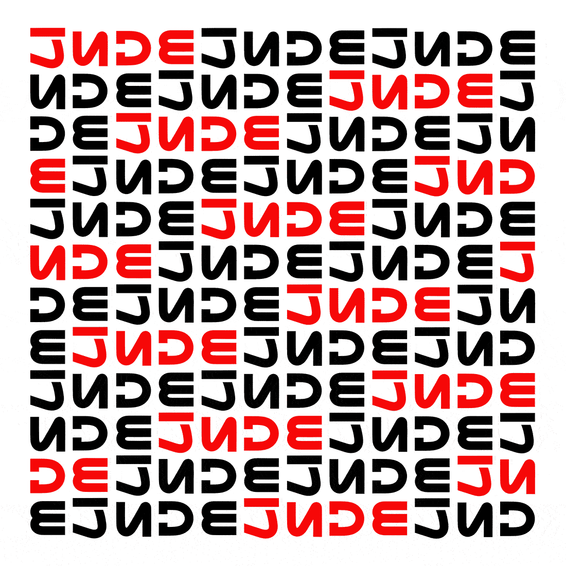 ambigram Jude Muslim black red