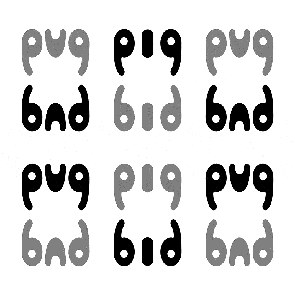 ambigram Pug Pig Bad Bid animated