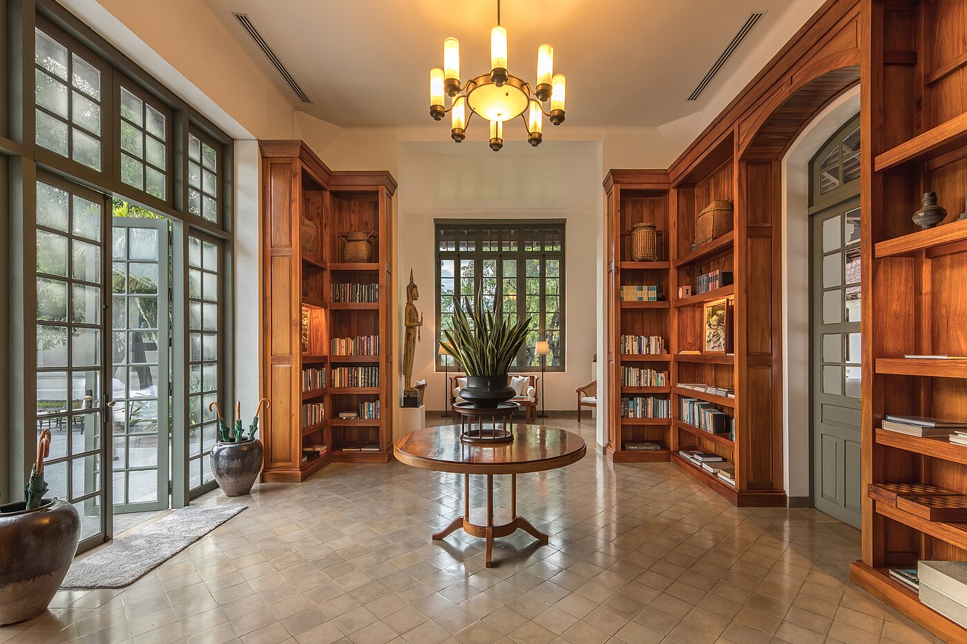 Interior of the library at Amantaka luxury Resort & Hotel in Luang Prabang Laos