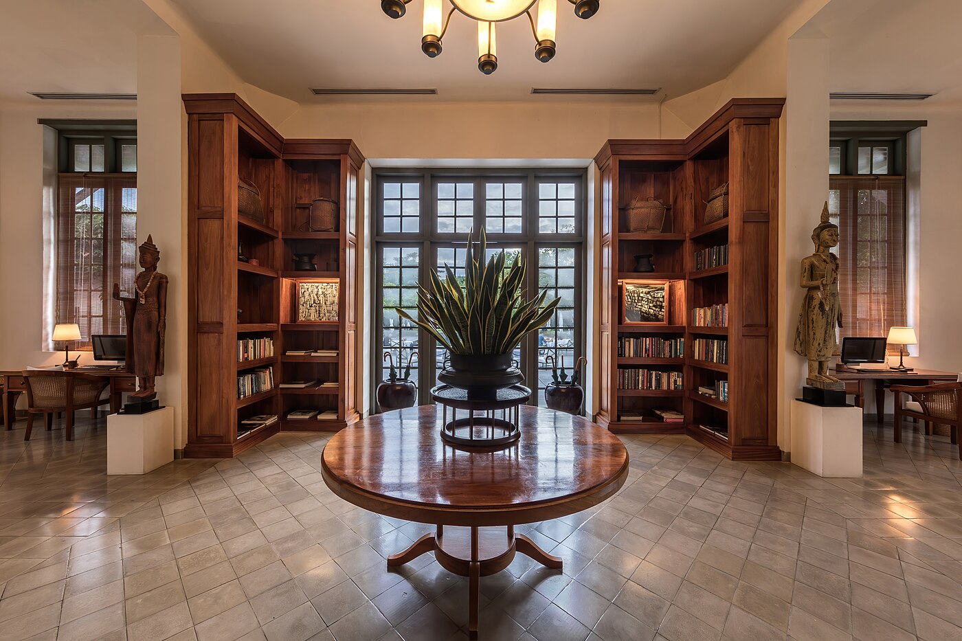 Interior of the library at Amantaka luxury Resort & Hotel in Luang Prabang Laos - front view