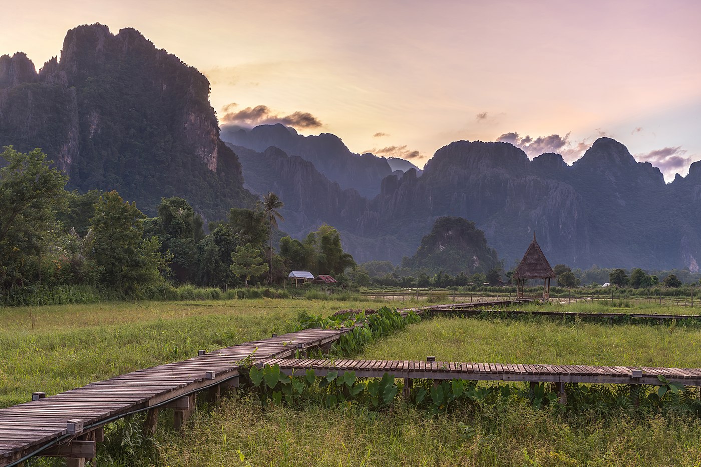 wooden walkway raised on stilts